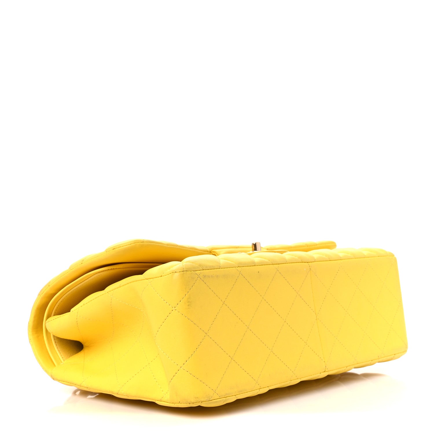 Chanel Lambskin Quilted Jumbo Double Flap Yellow 4 of 13