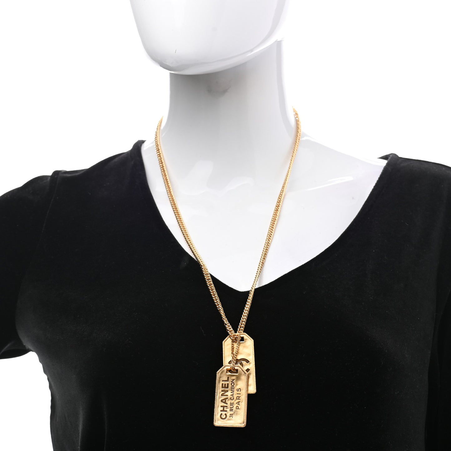 Metal ID Dog Tag Charm Necklace Gold