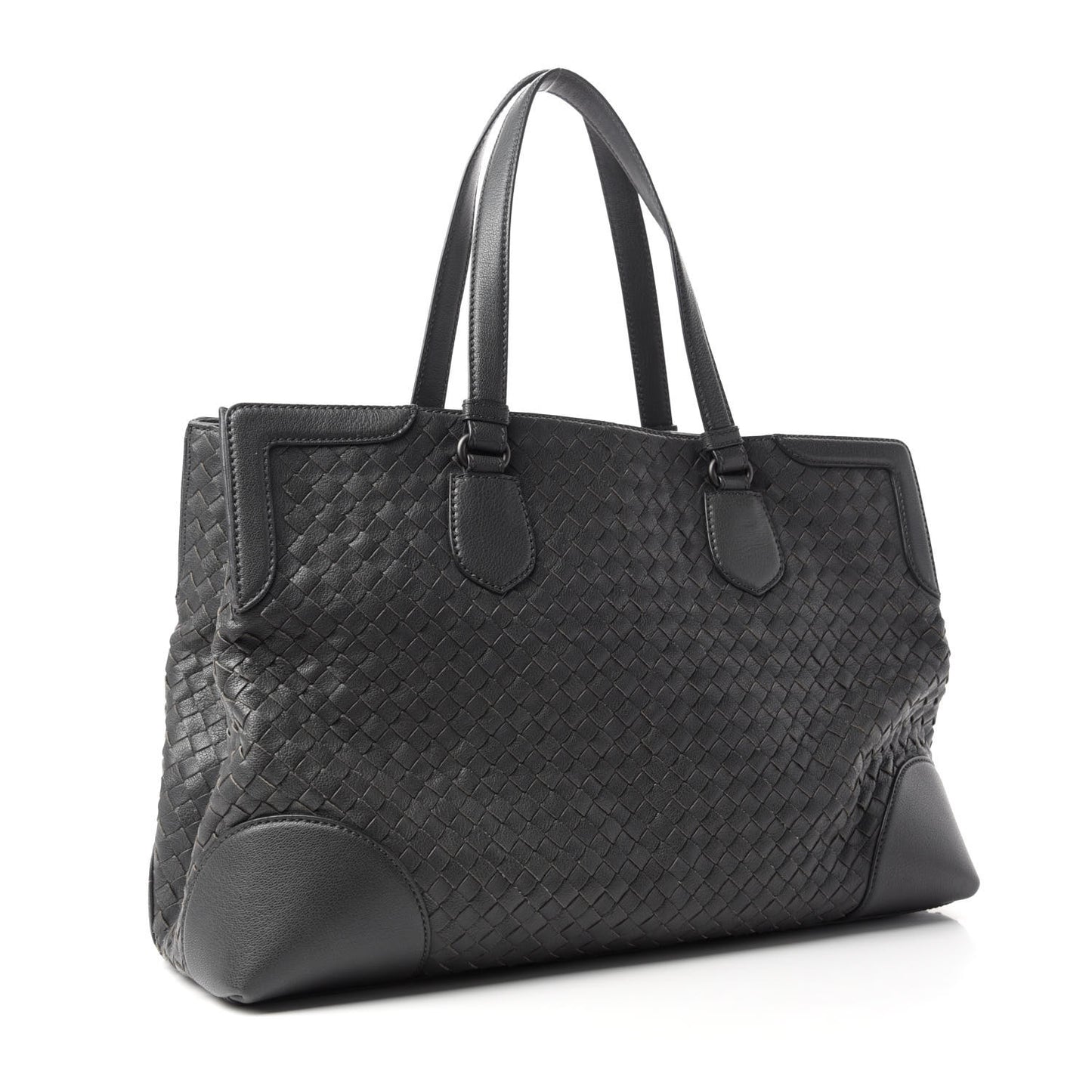 Nappa Intrecciato Large Top Handle Tote Grey
