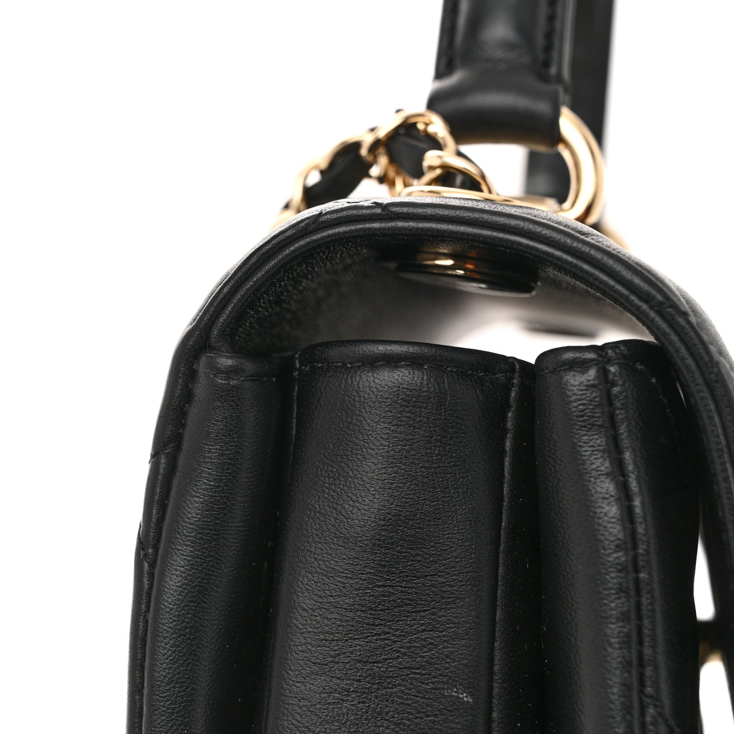 Lambskin Quilted Small Trendy CC Dual Handle Flap Bag Black