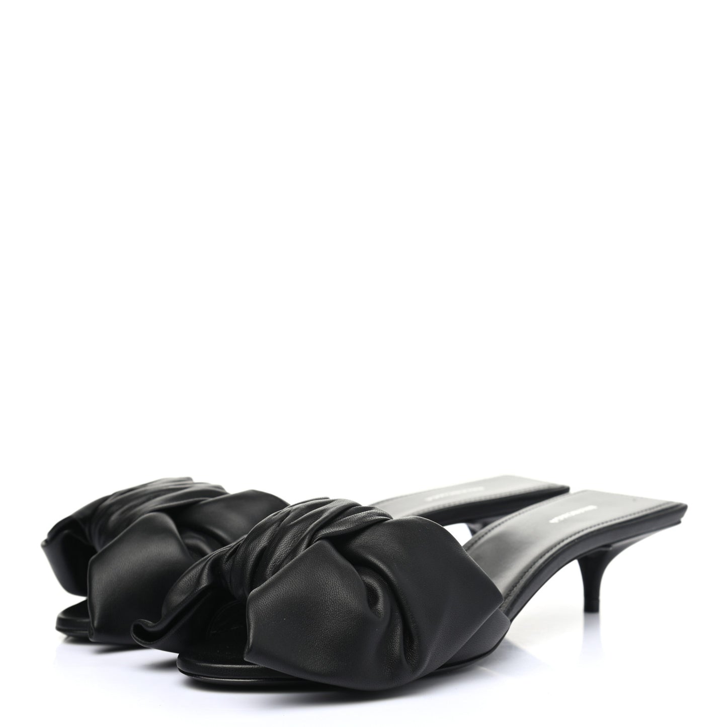 Soft Nappa Square Knife Bow Mule Sandals 37.5 Black