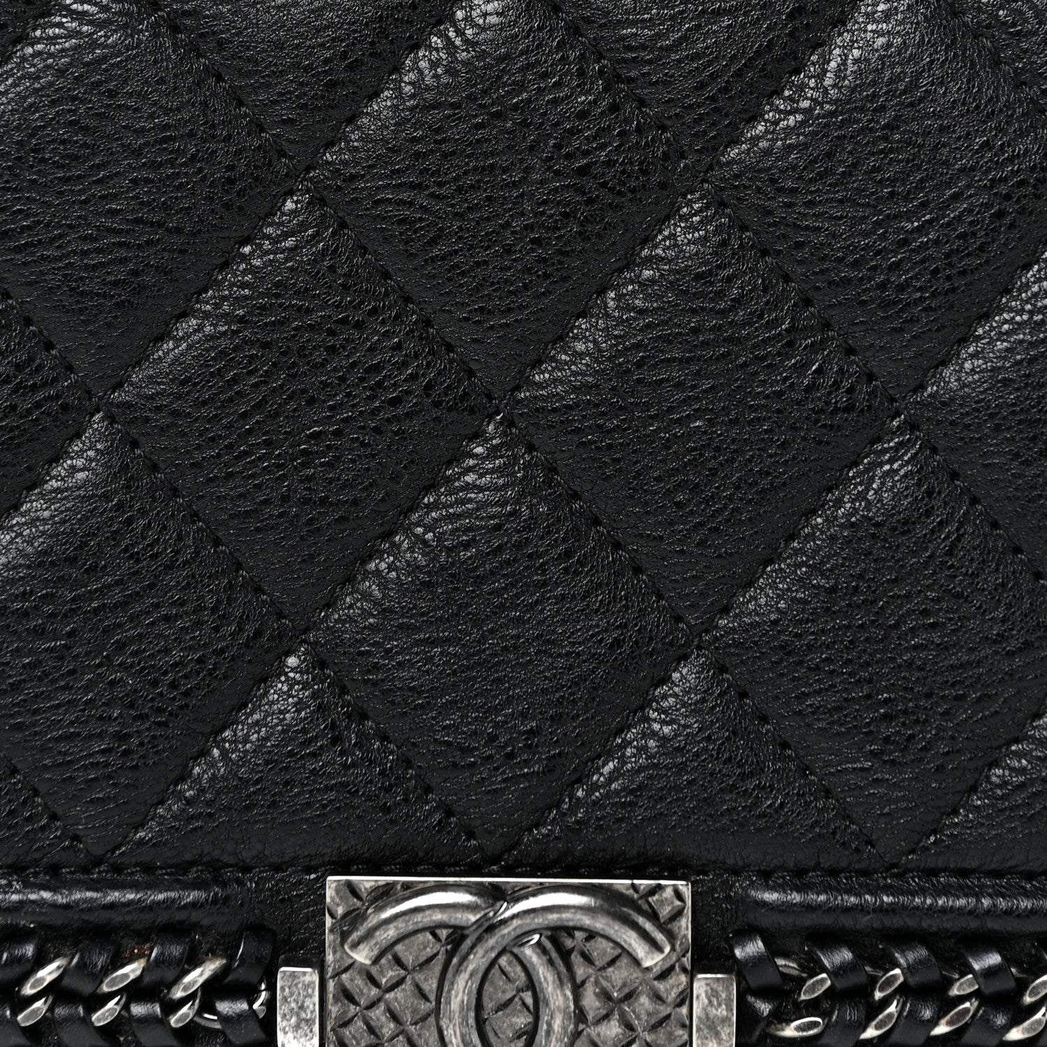 Chanel Calfskin Quilted Boy Chain Large Gusset Zip Around Wallet Black 10 of 15
