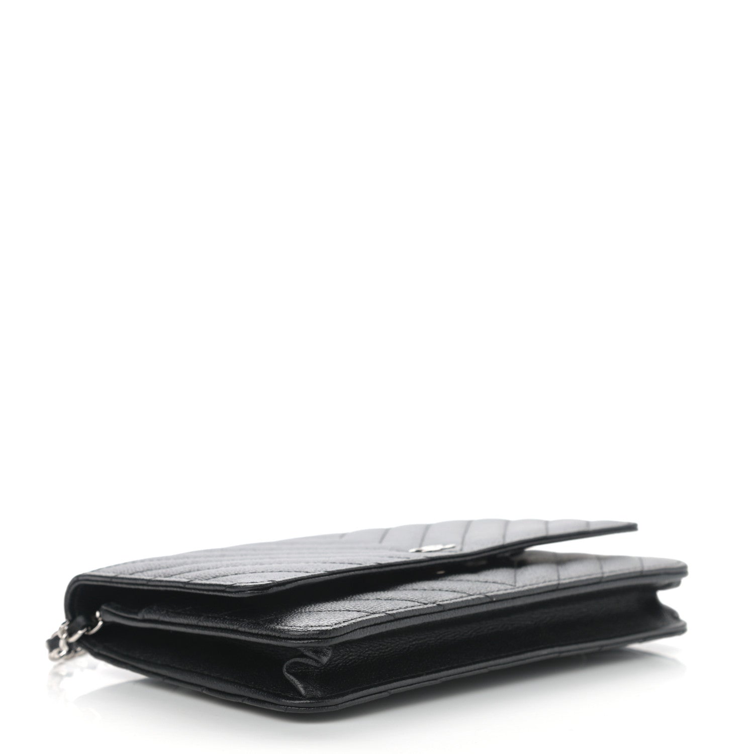 Chanel Caviar Chevron Quilted Wallet On Chain WOC Black 4 of 12