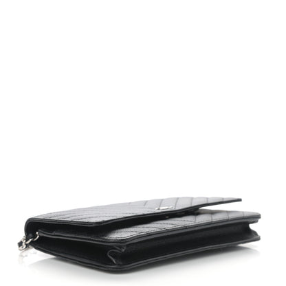 Chanel Caviar Chevron Quilted Wallet On Chain WOC Black 4 of 12