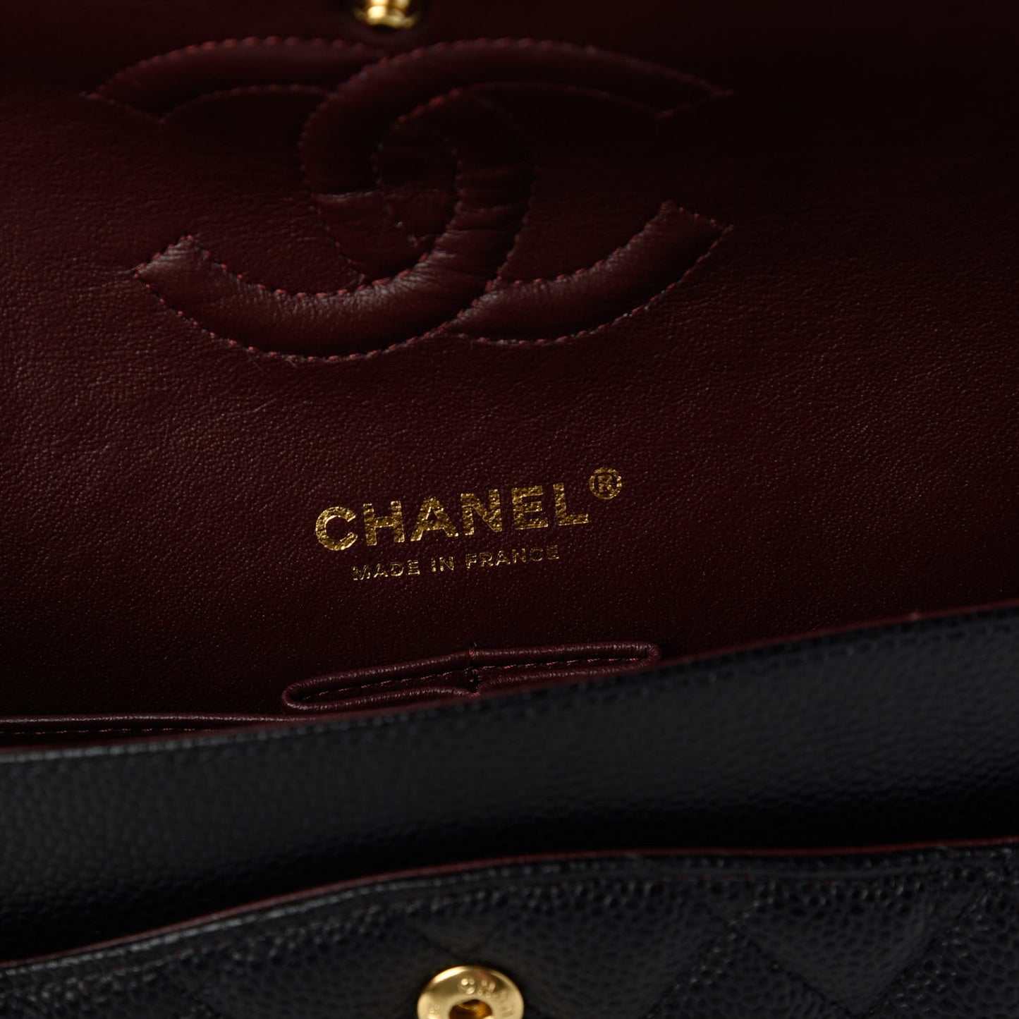 Caviar Quilted Medium Double Flap Black