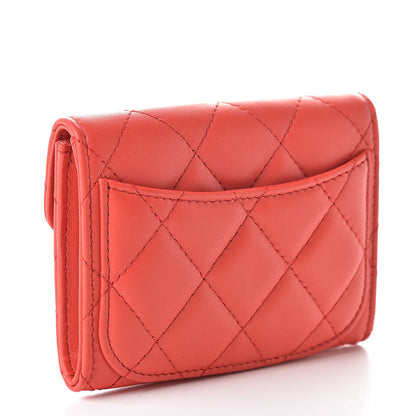 Chanel Lambskin Quilted Flap Card Holder Wallet Red 3 of 9