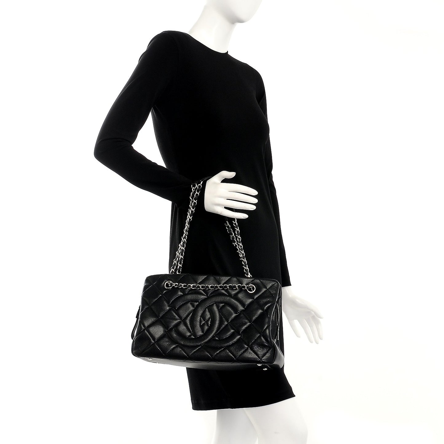Caviar Quilted CC Timeless Tote Black