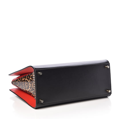 Christian Louboutin Calfskin Patent Leopard Spiked Large Paloma Black 4 of 16