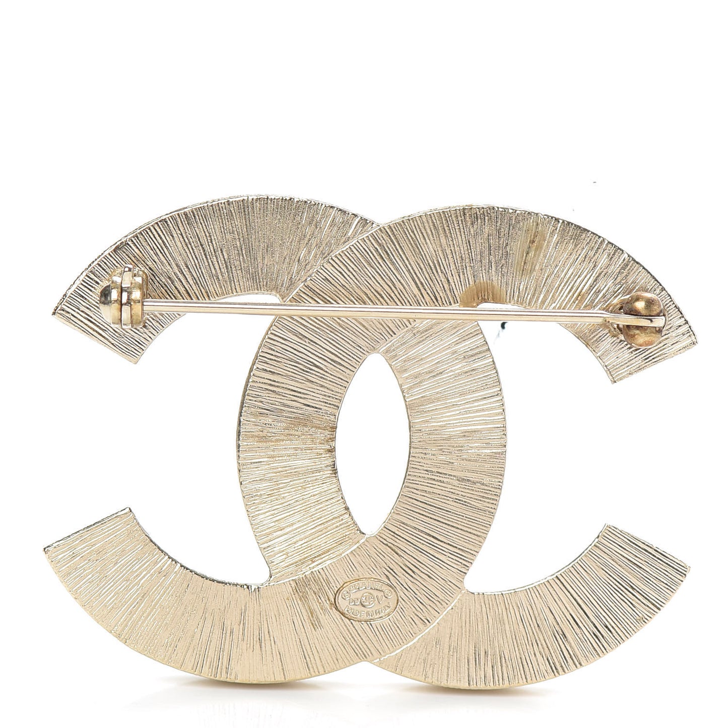 Metal Quilted CC Brooch Silver Gold