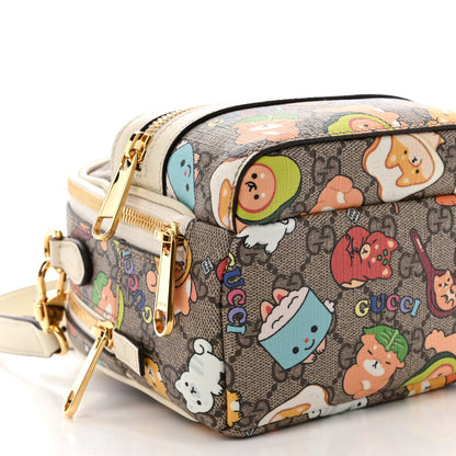 Gucci X PIKARAR GG Supreme Monogram Textured Dollar Calfskin Animal Print Retro Interlocking G Multi-Function Bag Beige Ebony Multicolor Mystic White 10 of 11