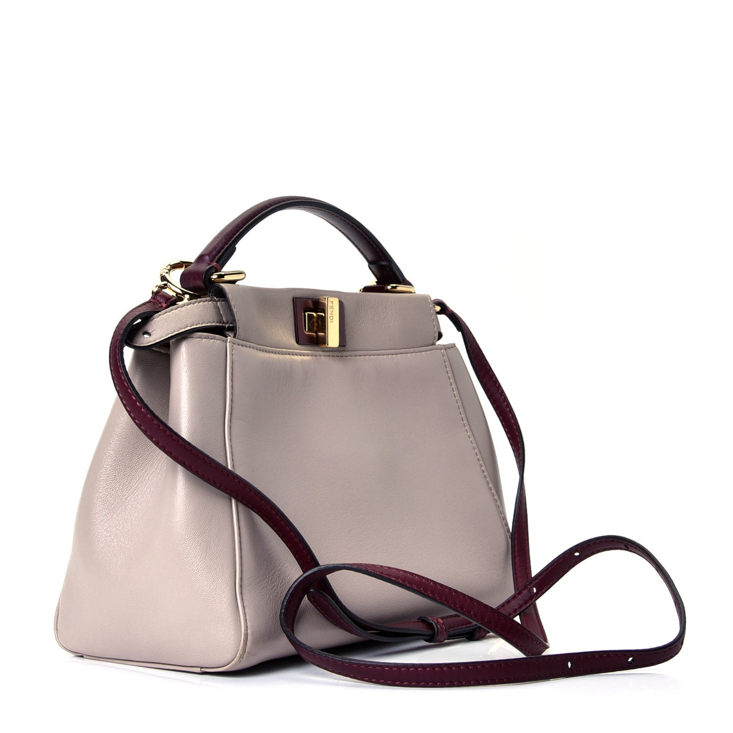 Nappa Colorblock Mini Peekaboo Iconic Satchel Grigio Polvere Bordeaux Bois de Rose