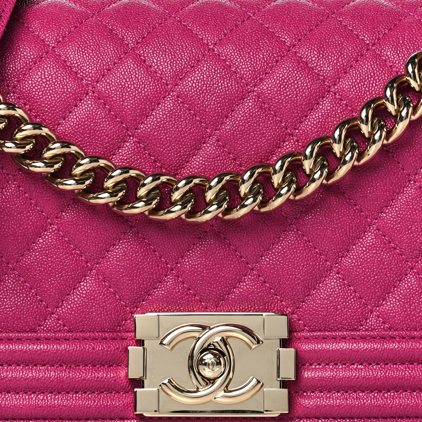 Caviar Quilted Medium Boy Flap Fuchsia