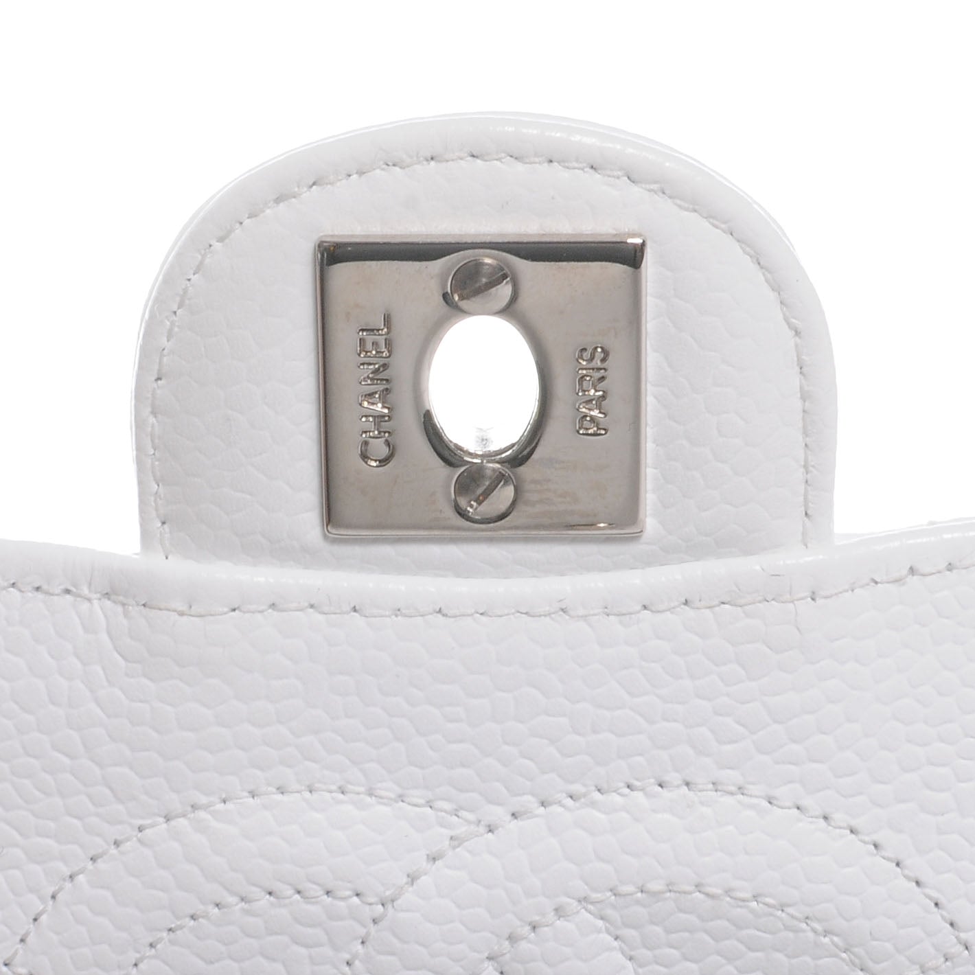 Caviar Quilted Mini Square Flap White