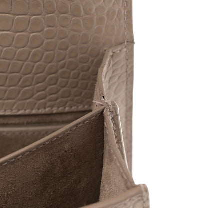 Saint Laurent Calfskin Crocodile Embossed Medium Monogram Sunset Dusty Grey 14 of 17