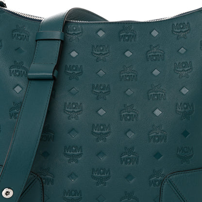 MCM Calfskin Ottomar Monogram Medium Klara Hobo Blue 8 of 12