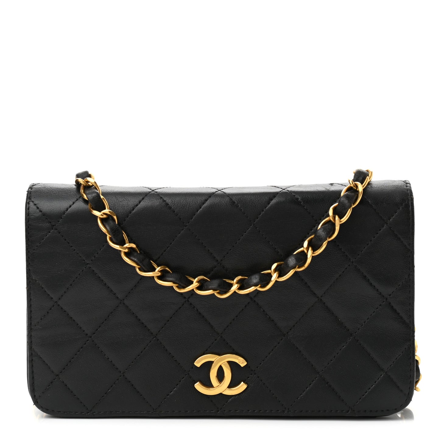 Lambskin Quilted Small Single Flap Black