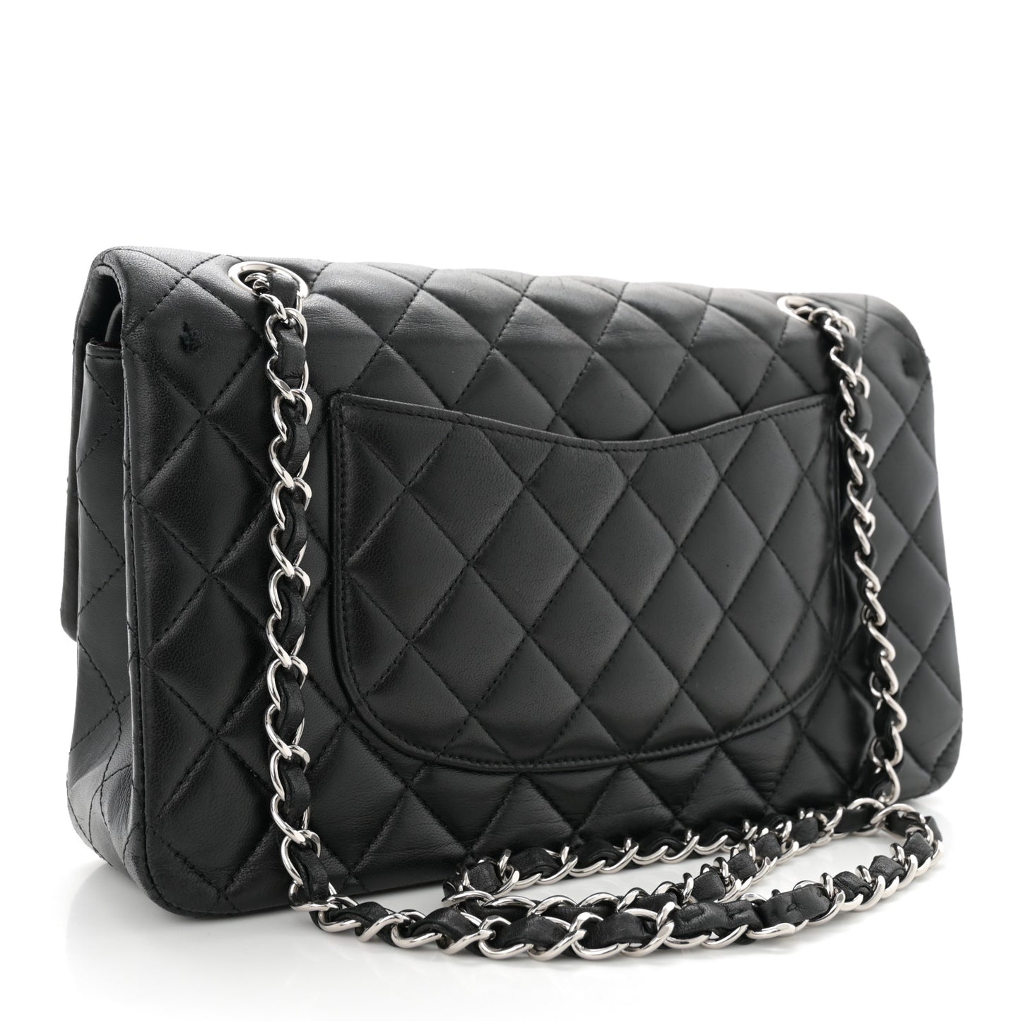 Lambskin Quilted Medium Double Flap Black