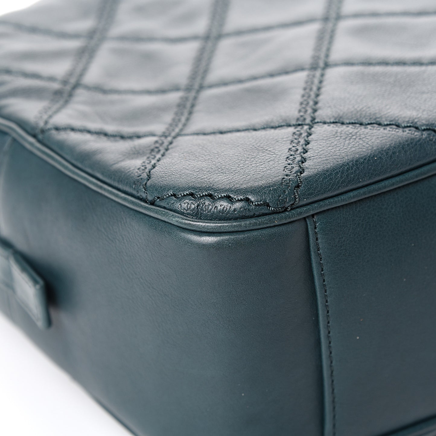 Calfskin Quilted Jumbo Coco Sporran Flap Dark Green
