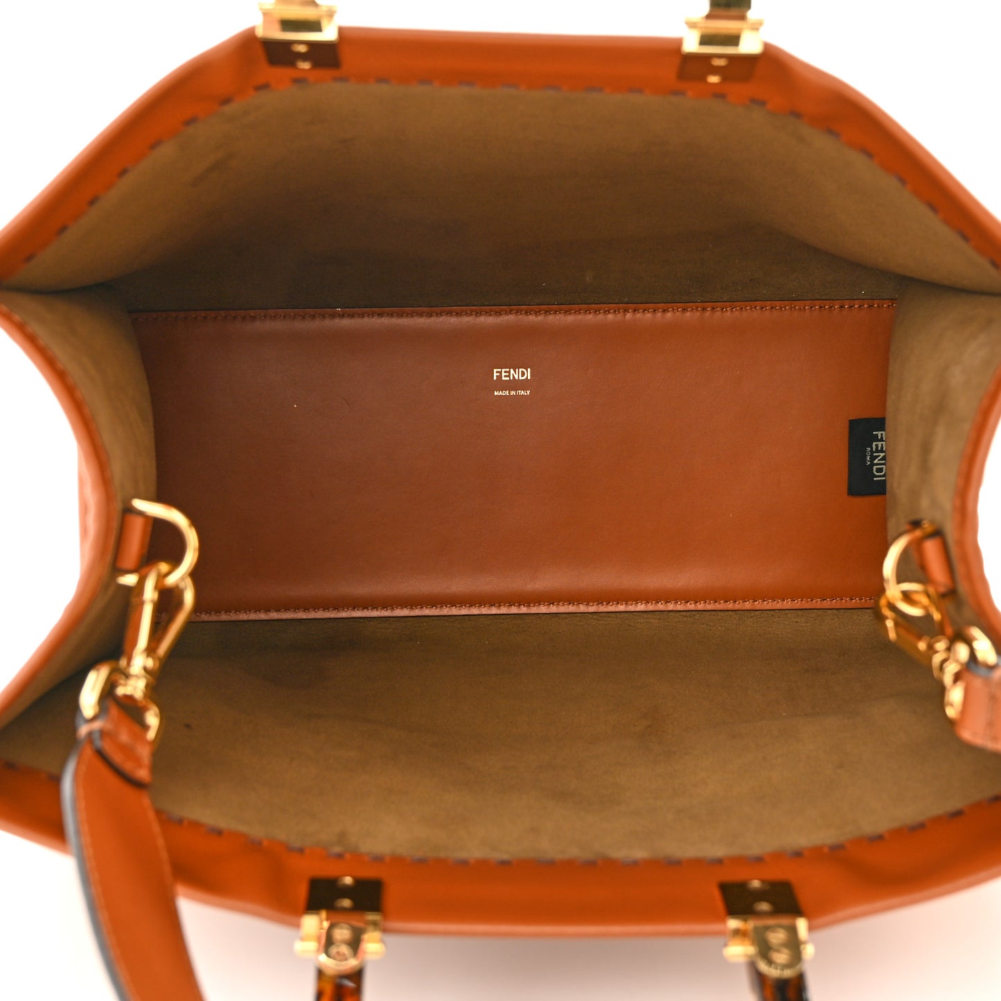 Vitello King Plexiglass Medium Fendi Sunshine Shopper Tote Cuoio