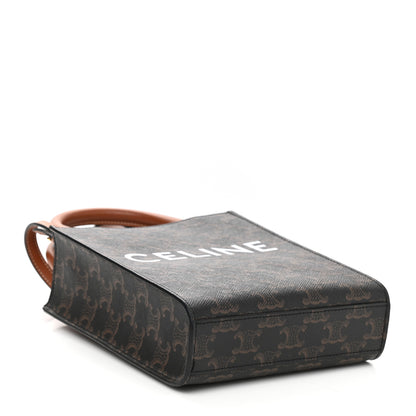 Celine Triomphe Canvas Calfskin Mini Vertical Cabas Tan 4 of 9