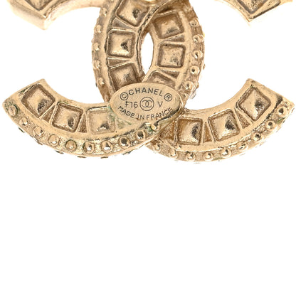 Chanel Crystal Timeless CC Earrings Light Gold 3 of 4