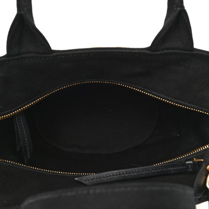 Prada Wicker Canvas Shoulder Bag Naturale Black 4 of 5