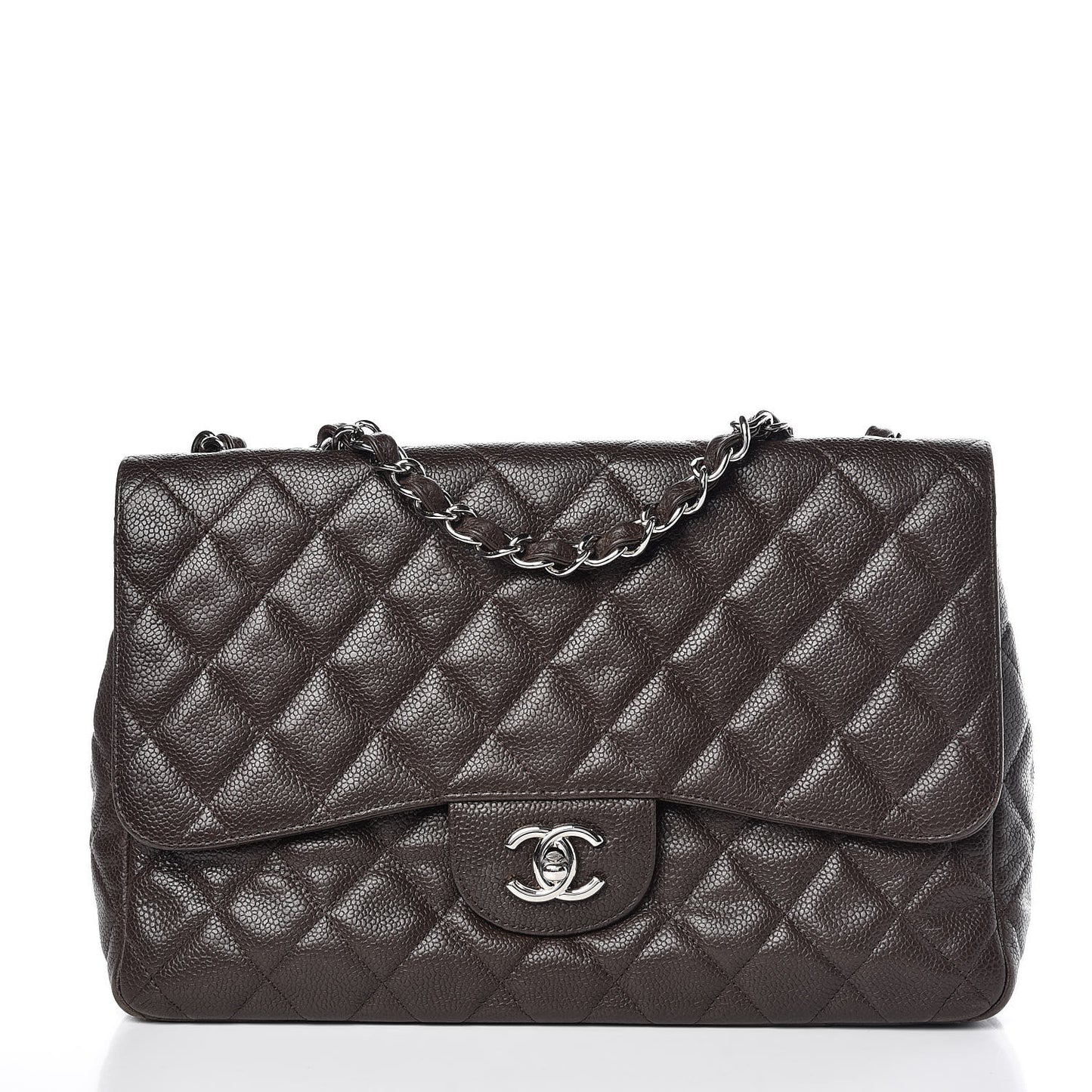 Caviar Quilted Jumbo Single Flap Brown