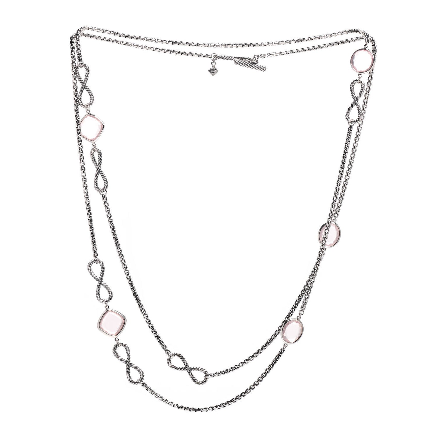 Sterling Silver Rose Quartz Infinity Station Necklace