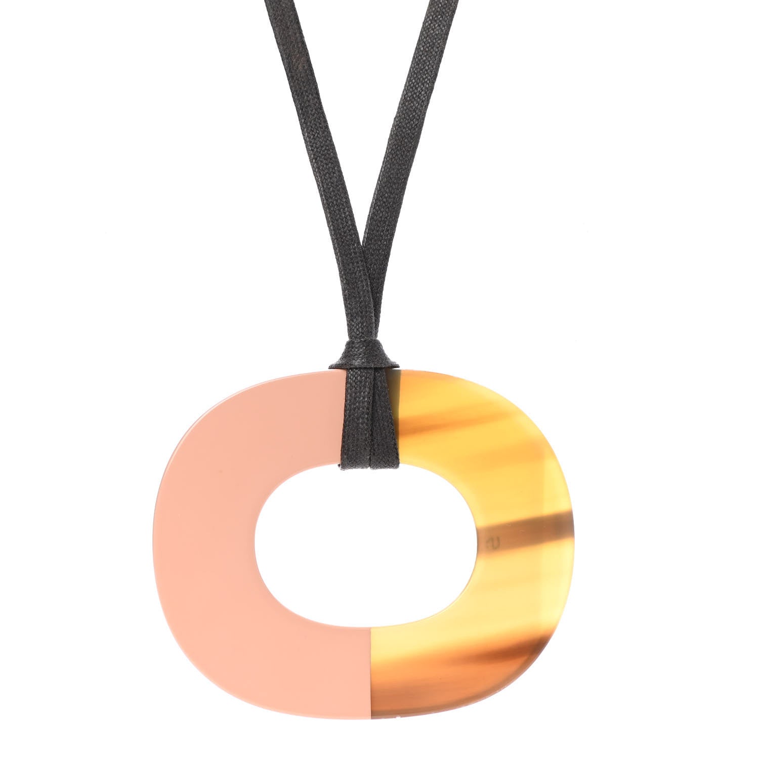 Hermes Buffalo Horn Isthme Pendant Necklace Rose Boudoir 4 of 6