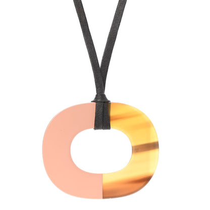 Hermes Buffalo Horn Isthme Pendant Necklace Rose Boudoir 4 of 6