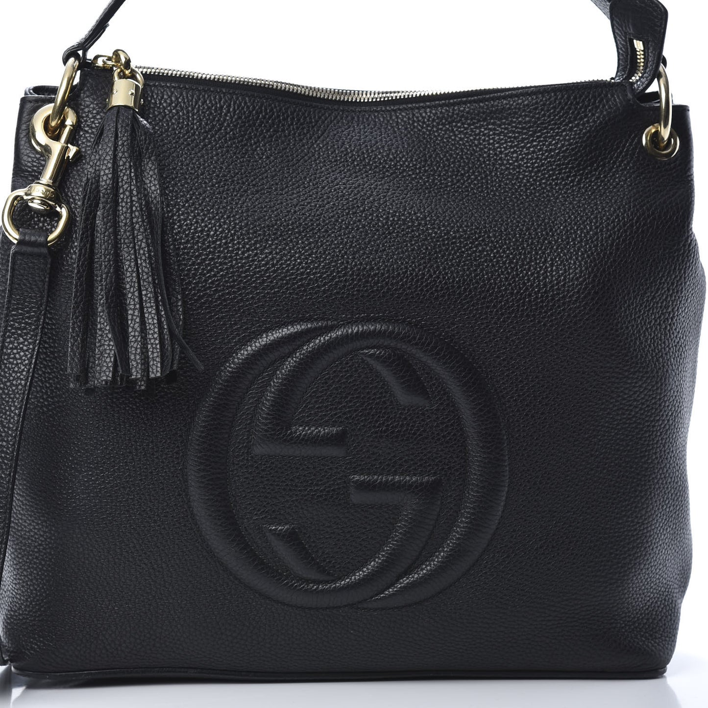 Pebbled Calfskin Large Soho Hobo Black
