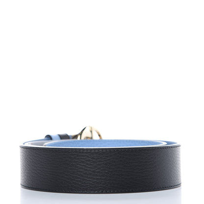 Gucci Dollar Calfskin 1973 Reversible Belt 90 36 Black Mineral Blue 3 of 6