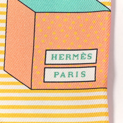 Hermes Silk Twilly Grand Theatre Nouveau White Vert Abricot 5 of 5