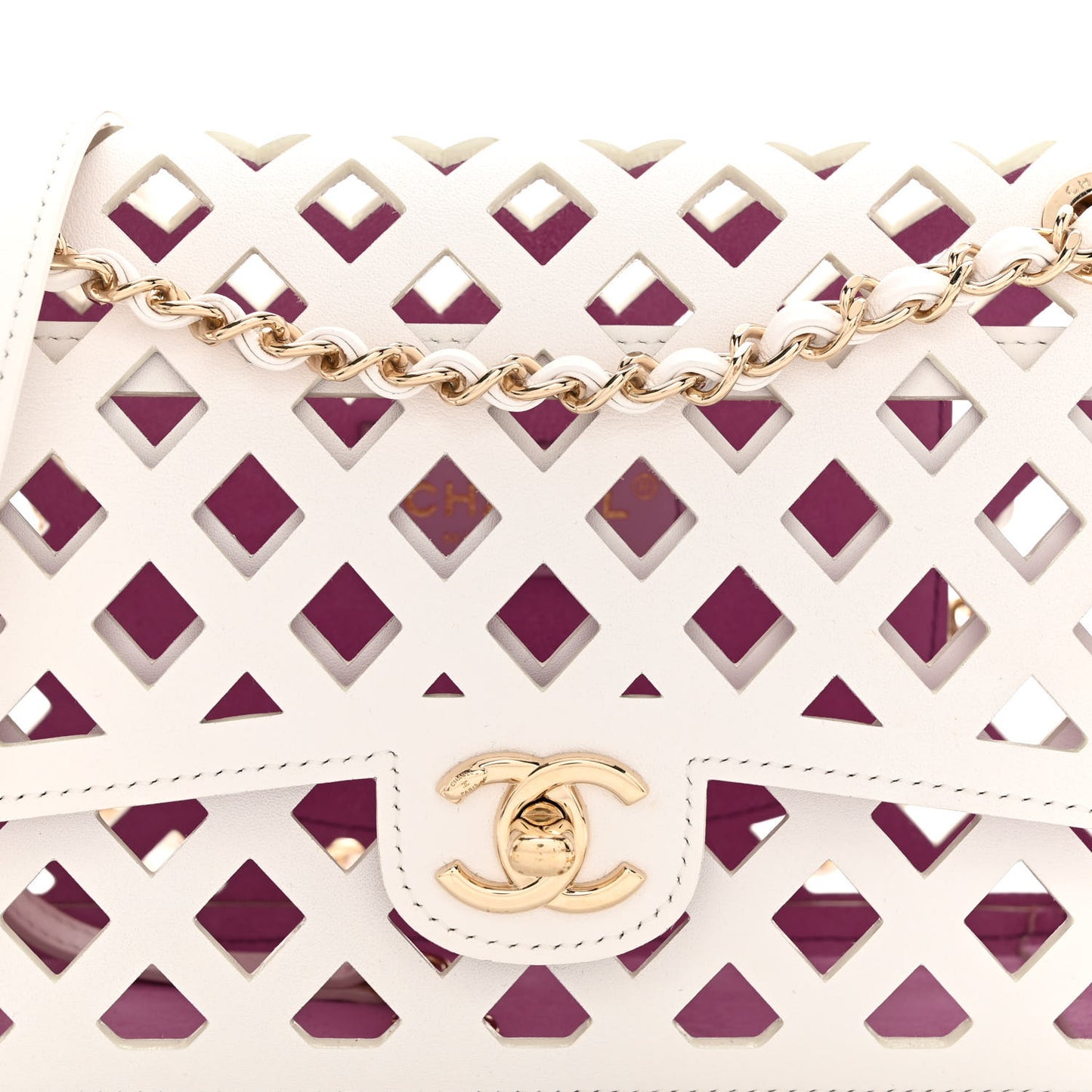 Lambskin Small Sea Through Flap White Multicolor