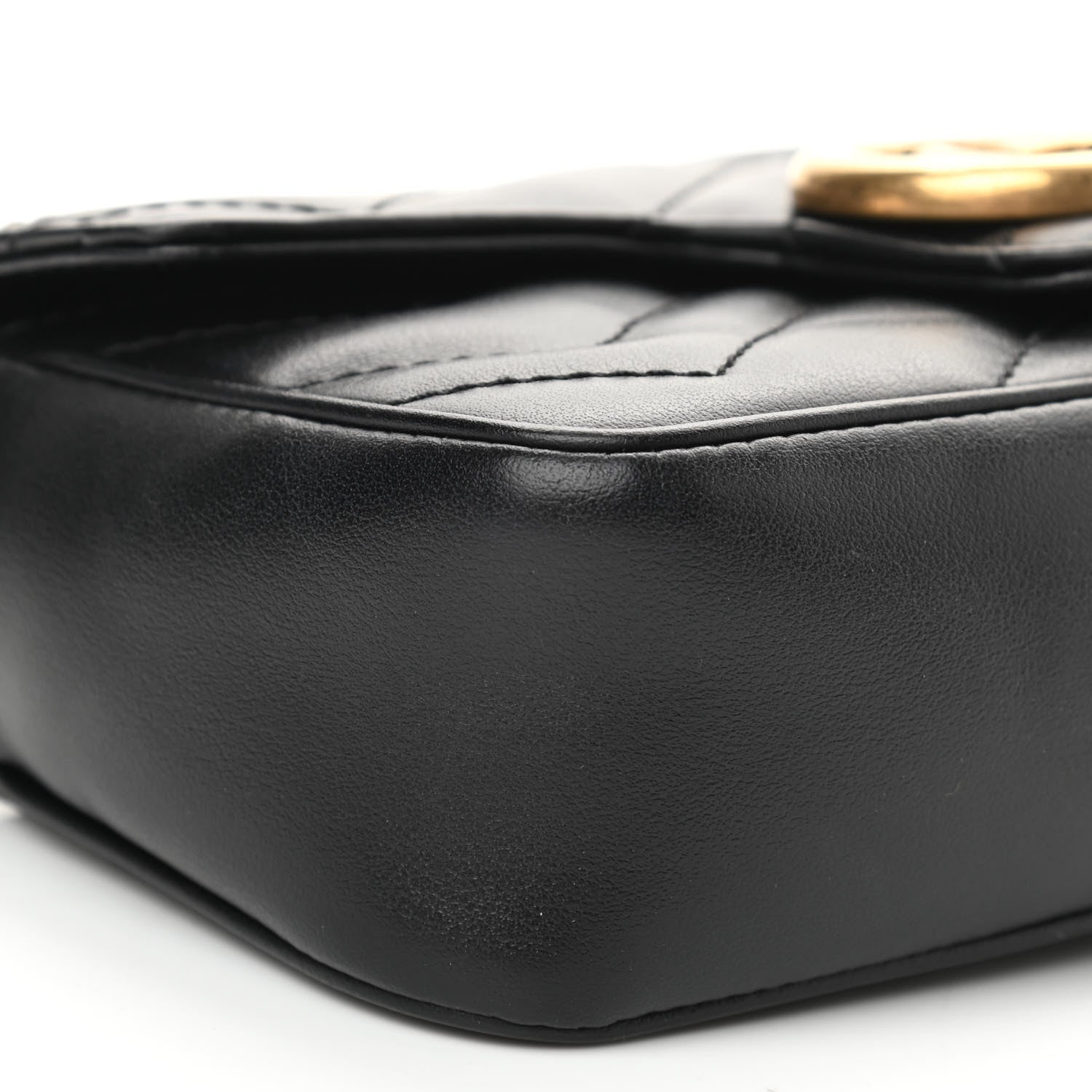 Gucci Calfskin Matelasse Super Mini GG Marmont Shoulder Bag Black 9 of 11