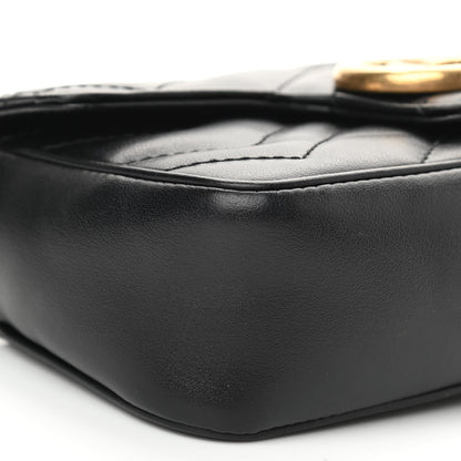 Gucci Calfskin Matelasse Super Mini GG Marmont Shoulder Bag Black 9 of 11