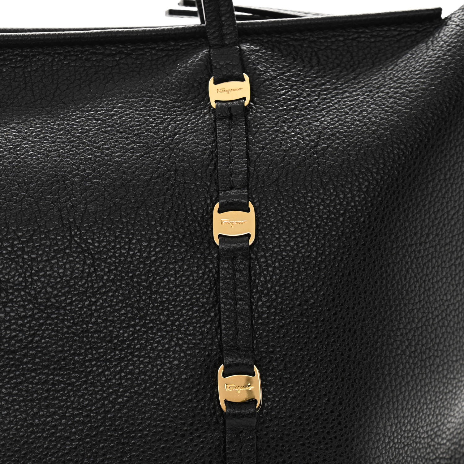 Salvatore Ferragamo Grained Calfskin Emotion Tote Black 8 of 11