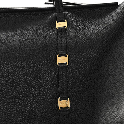 Salvatore Ferragamo Grained Calfskin Emotion Tote Black 8 of 11