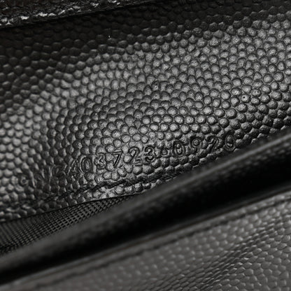 Saint Laurent Grain De Poudre Matelasse Chevron Monogram Compact Zip Around Wallet Black 8 of 11