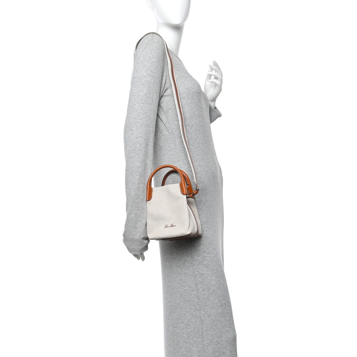 Cotton Linen Calfskin Micro Bale Bag Natural Warm Tan