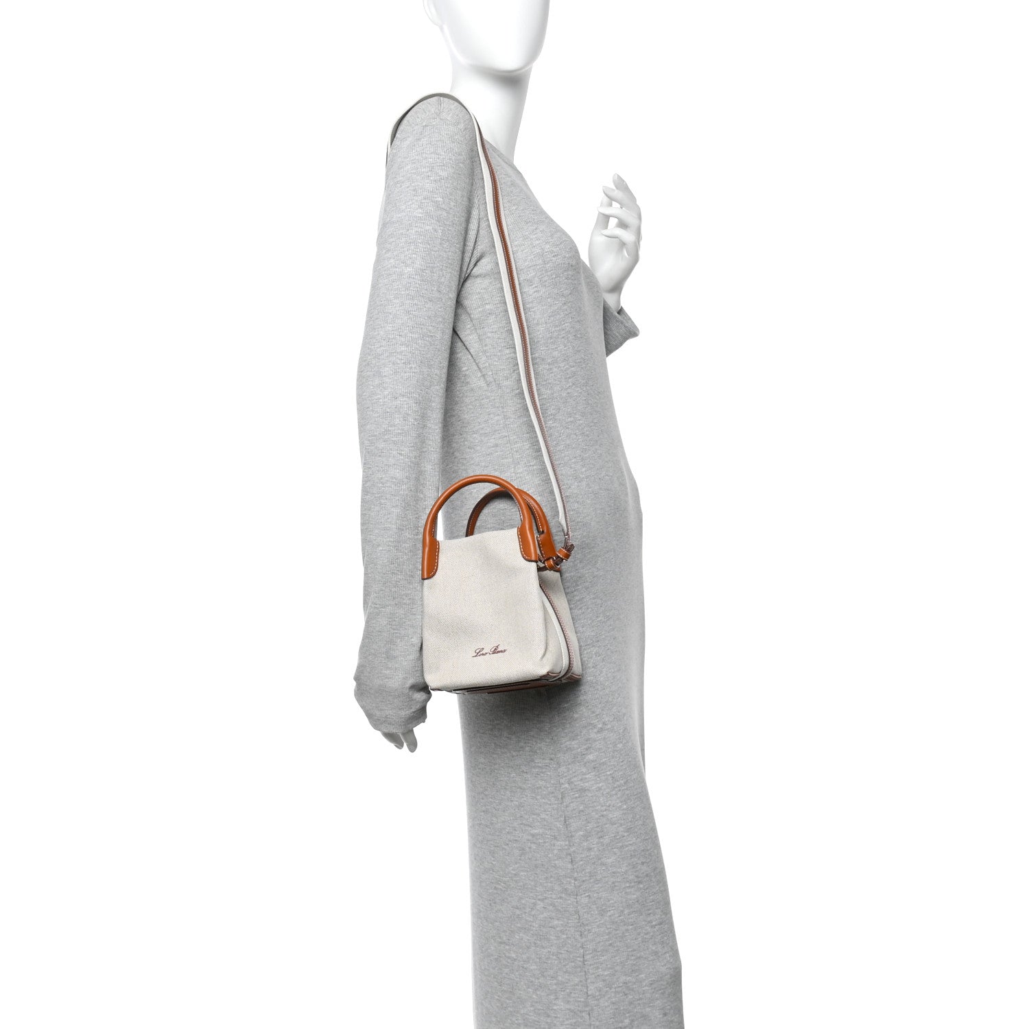 Loro Piana Cotton Linen Calfskin Micro Bale Bag Natural Warm Tan 2 of 9