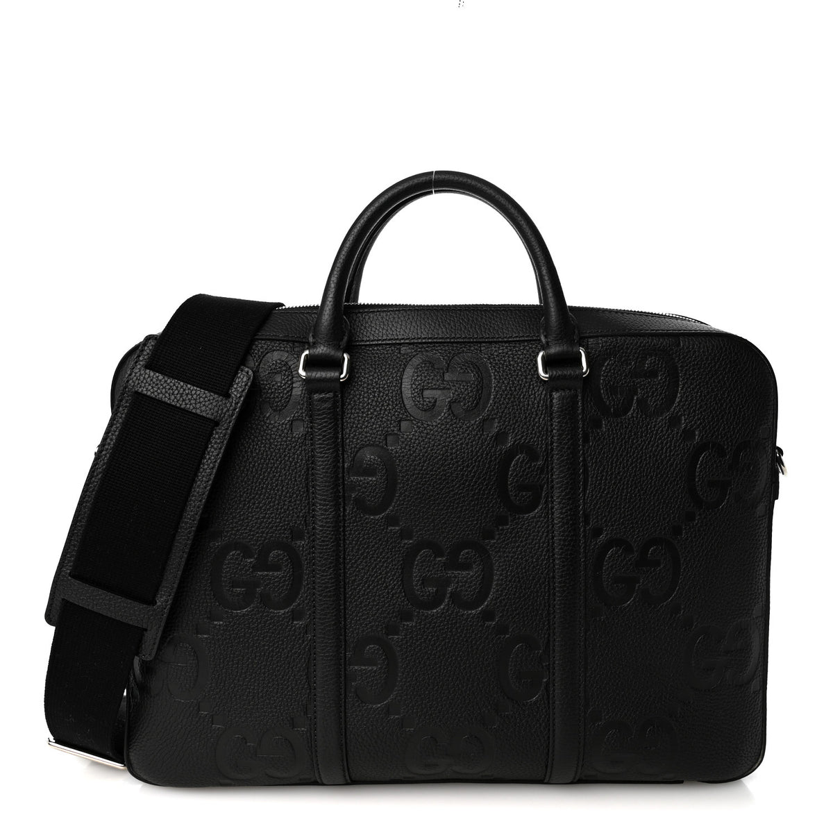 Gucci Piuma Calfskin Jumbo GG Embossed Briefcase Black 1 of 9