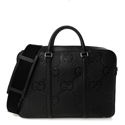Gucci Piuma Calfskin Jumbo GG Embossed Briefcase Black 1 of 9