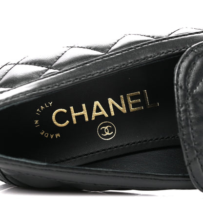 Chanel Lambskin Quilted CC Heart Loafers 37.5 Black 7 of 9