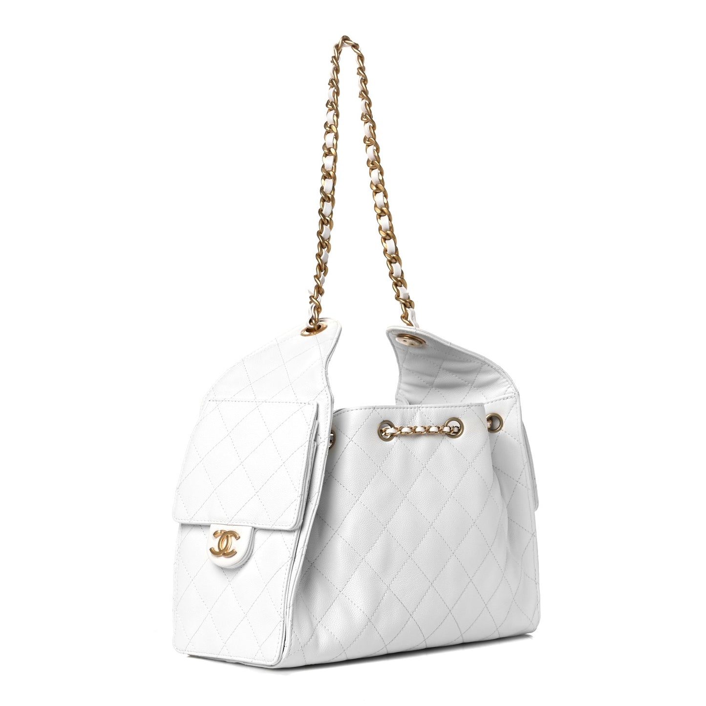 Caviar Quilted Small Chanel 25 Handbag White