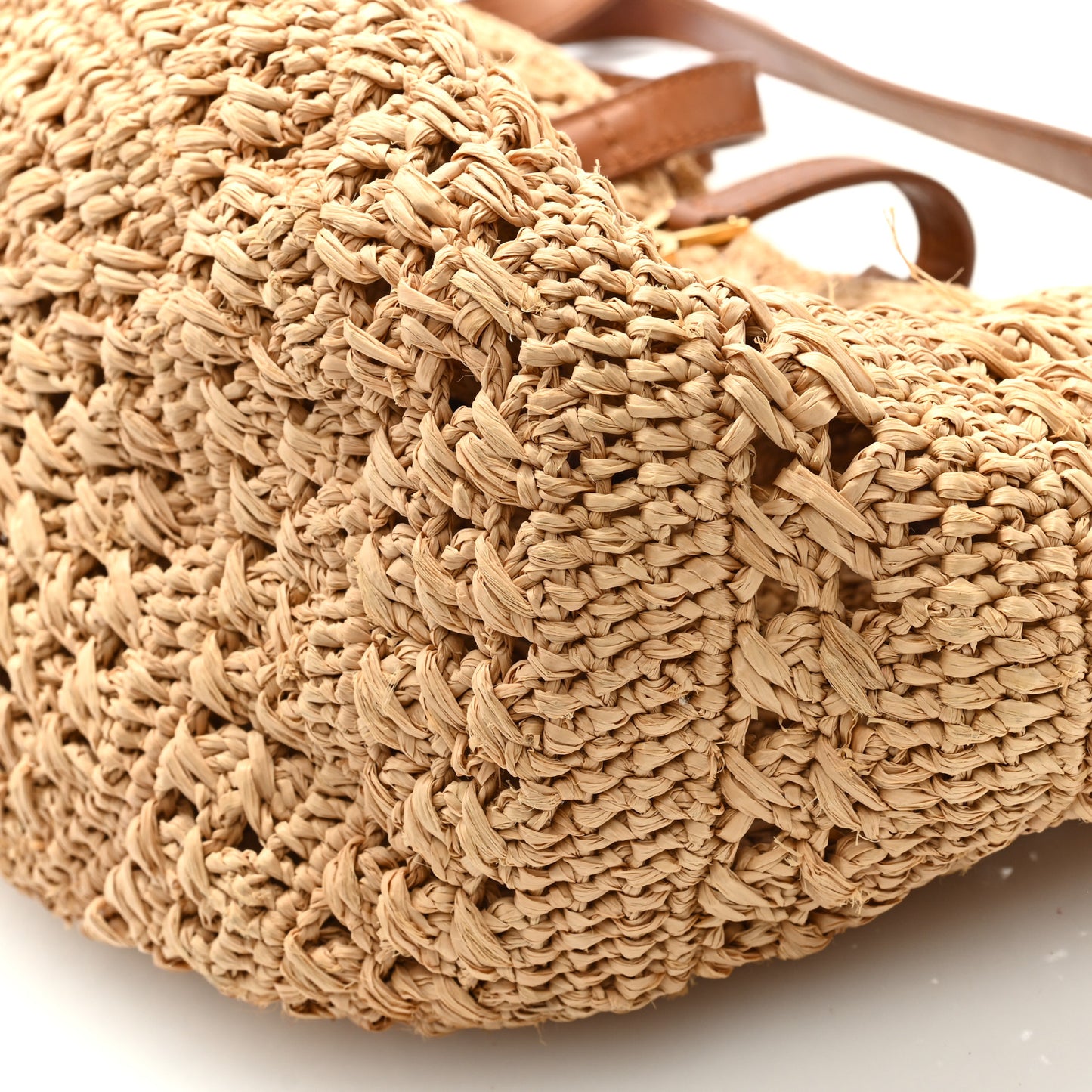 Raffia Calfskin Small Panier Tote Naturel