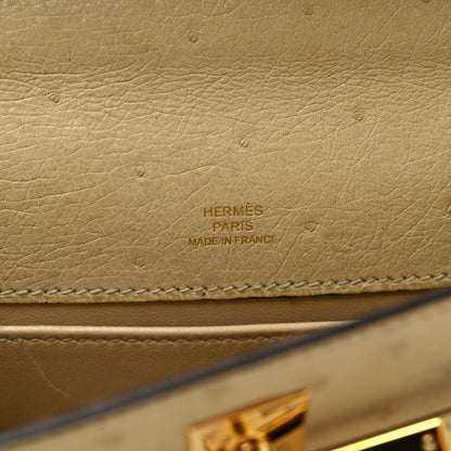Hermes Ostrich Kelly Pochette Clutch Parchemin 6 of 12