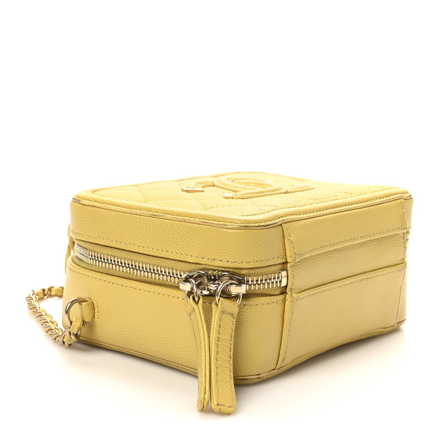 Chanel Caviar Quilted Small CC Filigree Vanity Case Yellow 4 of 11