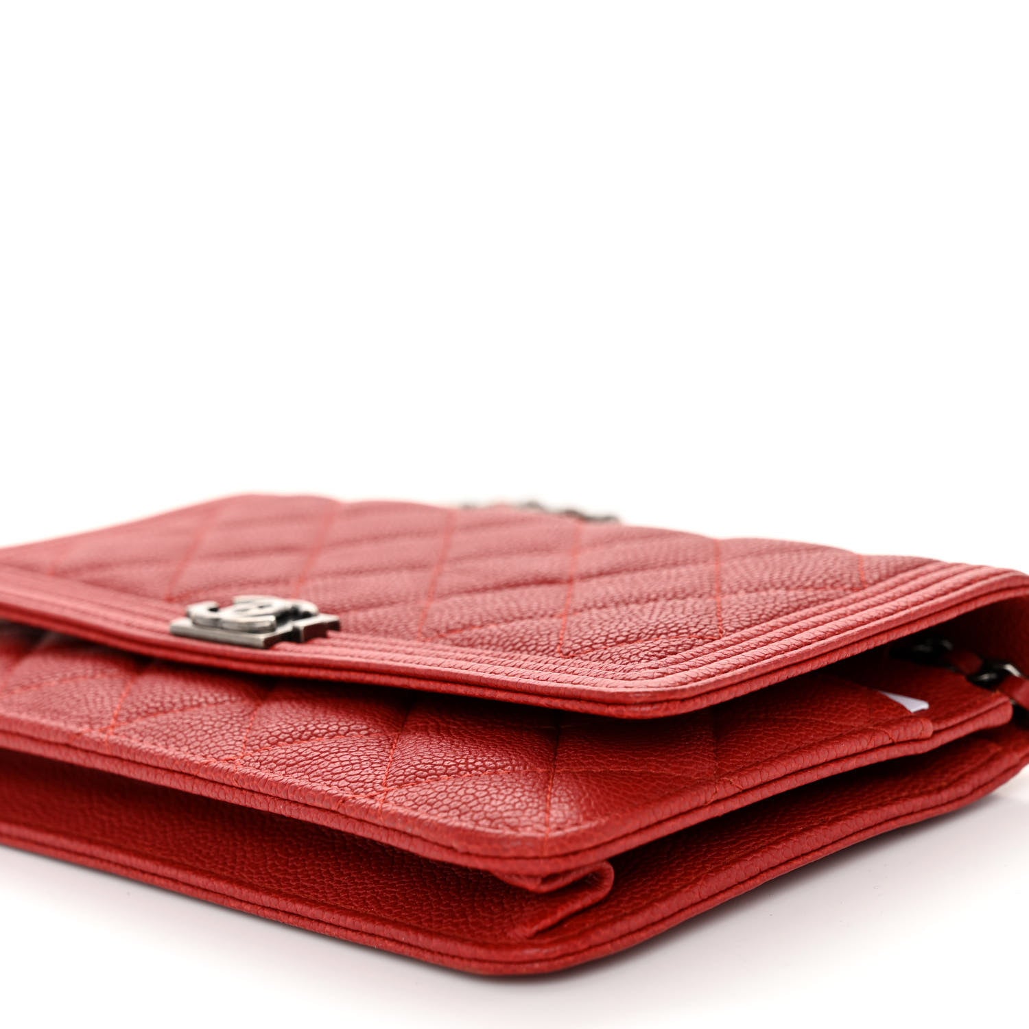 Chanel Caviar Quilted Boy Wallet On Chain WOC Red 11 of 11