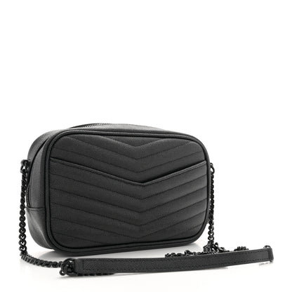 Saint Laurent Grain De Poudre Matelasse Monochrome Monogram Mini Lou Camera Bag Black 3 of 13